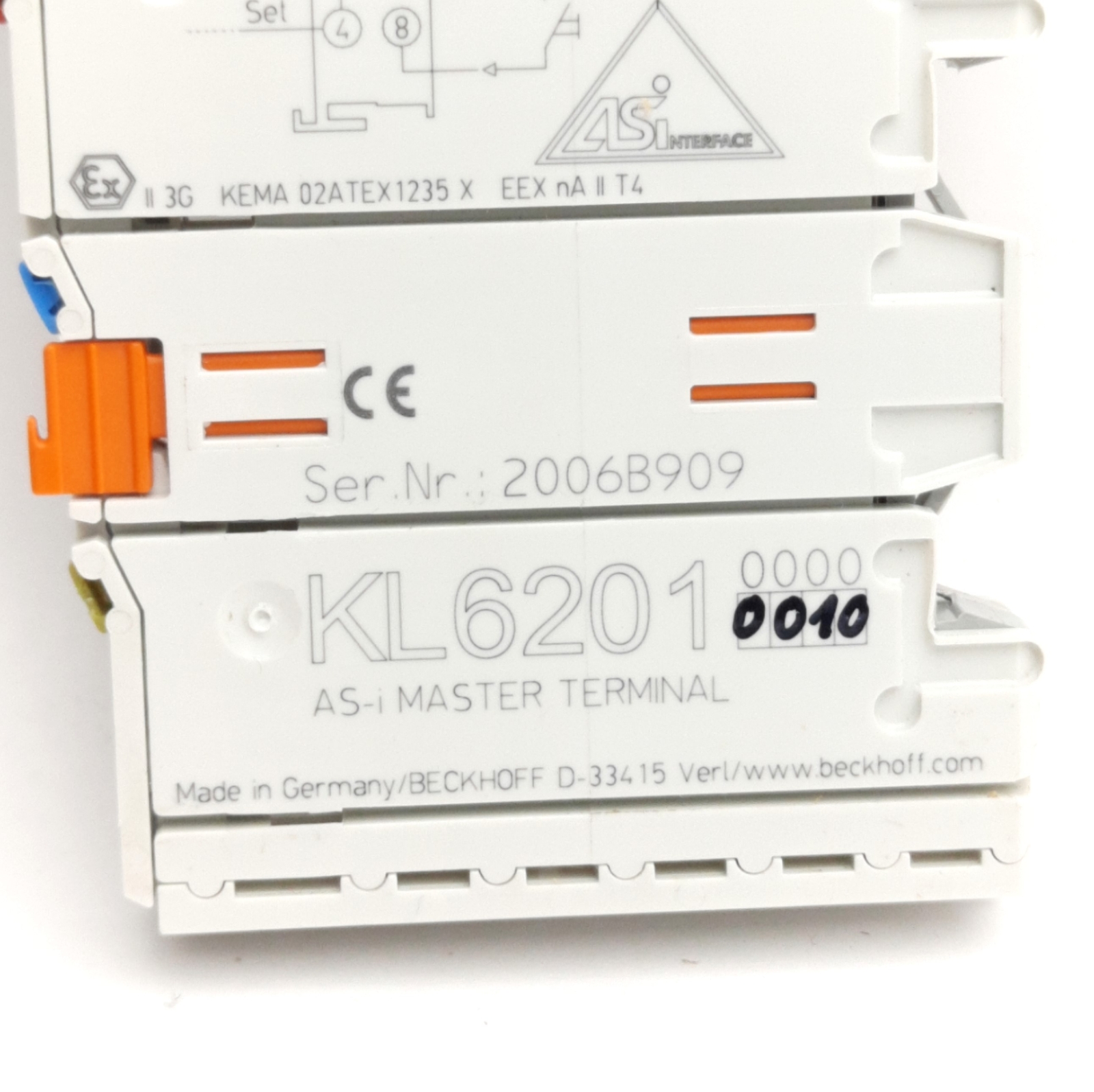 Beckhoff KL6201 AS-i Bus Terminal, Communication Interface, 1-Channel, 2-Line