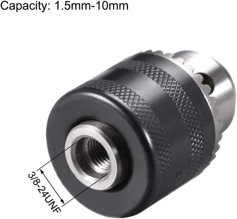Drill Chucks, 1.5-10Mm Capacity 3/8-24 UNF Threaded with Chuck Key for Electric