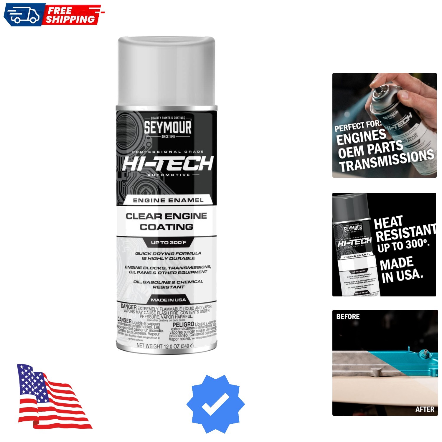 Hi-Tech Engine Spray Paint, Gloss Clear, 12.00 Ounce Pack of 1