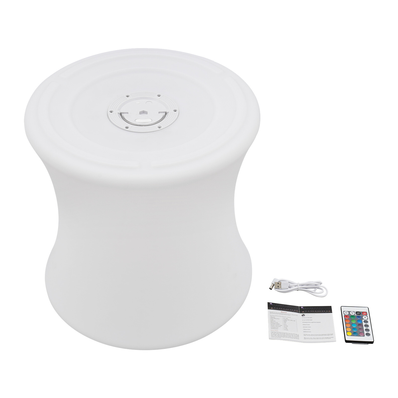 LED Drum-shaped Stool, Stool with Rechargeable LED Light, Ambient Lighting