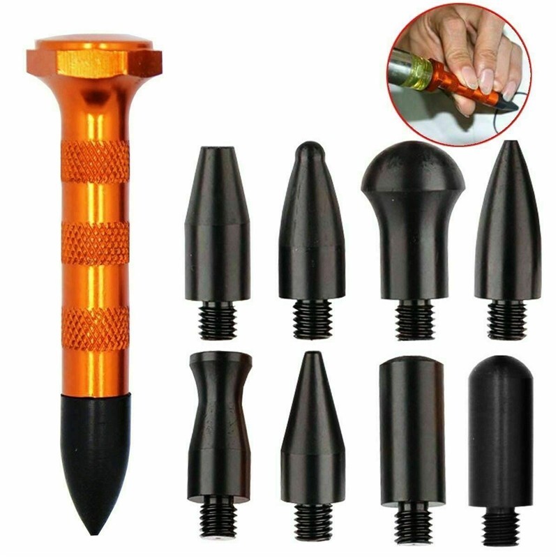 DIY Paintless Car Dent Repair Pen Metal Tap Down Pen 9 Heads Tips Removal Tools