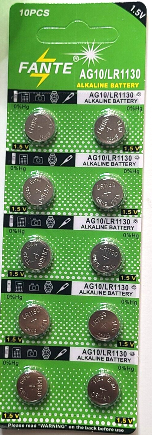 10 PK LR1130 1.5V ALKALINE BATT. (EXP. 12/27) AG10 LR54 FREE SHIP