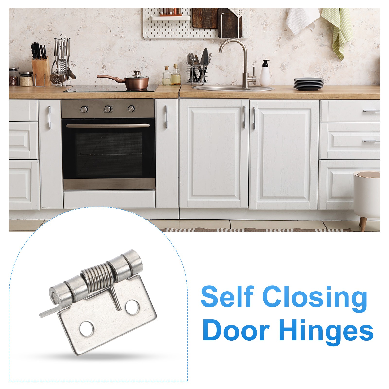 4 Pieces 1\" Spring Hinges for Self-Closing Doors with Screws