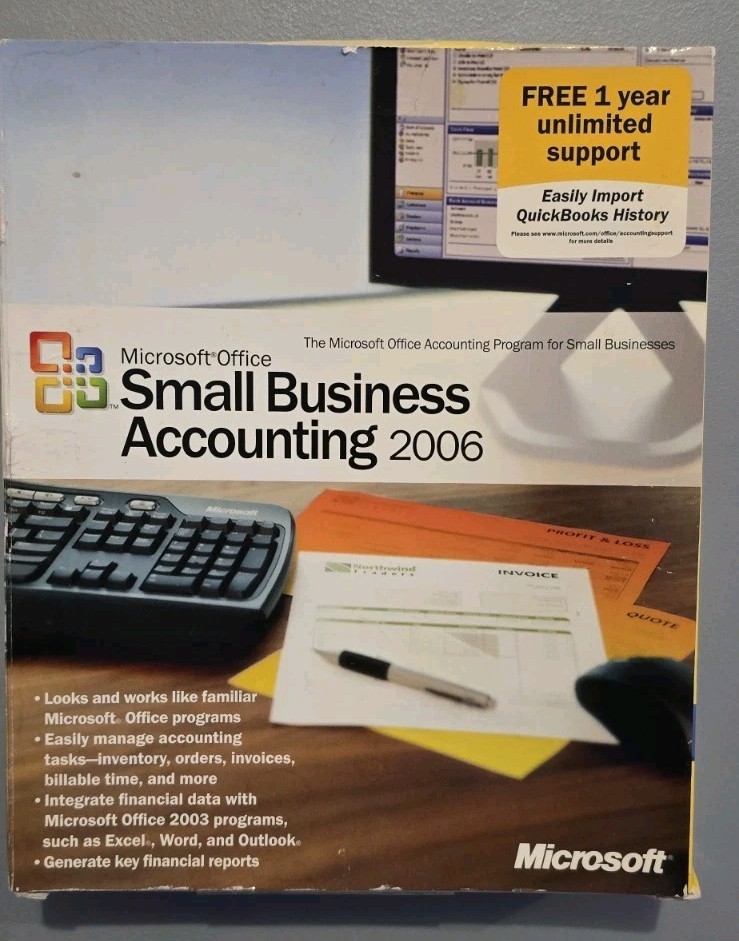 Microsoft Office Small Business Accounting 2006 Vintage PC Big Box Software