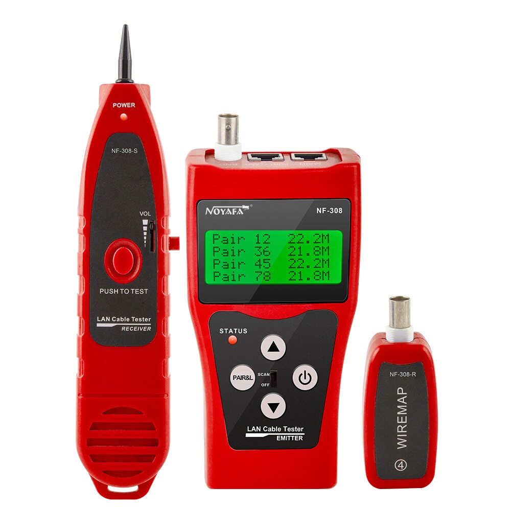 NF-308 Network Monitoring Cable Tester LCD Wire Fault Locator LAN Measure Tool
