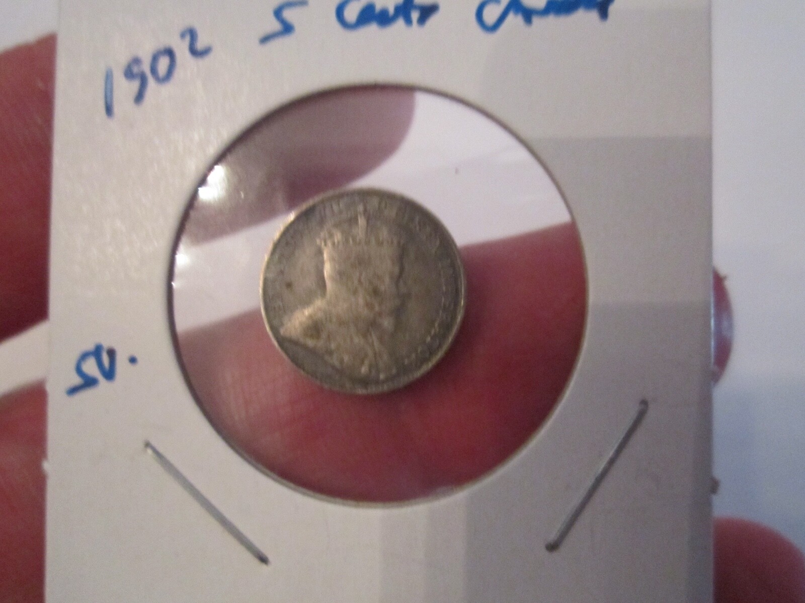 1902 CANADA 5 CENT COIN - SILVER - SCC