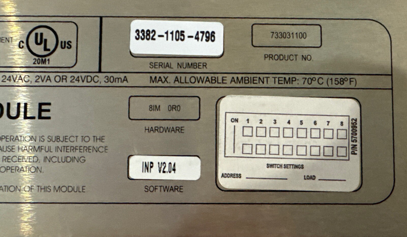 Honeywell Novar 733031100 8 Input Module