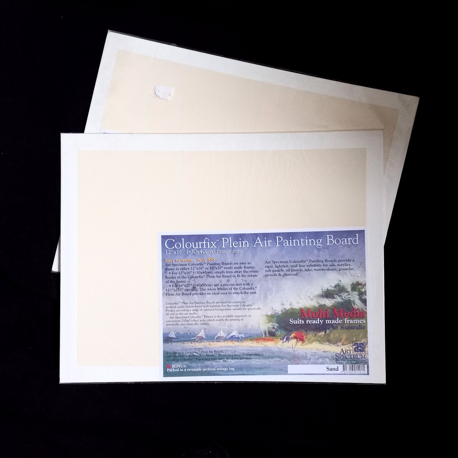 2 Colourfix Plein Air Painting Boards, 12" x 16", sand color, pre-primed