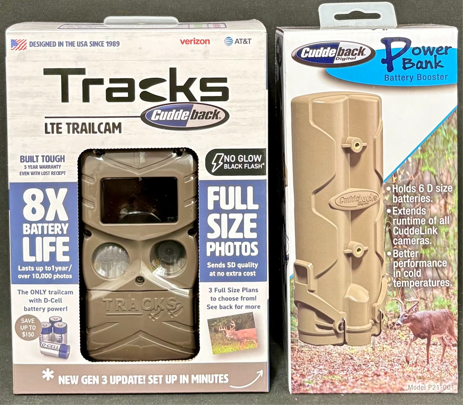 Cuddeback Tracks Black Flash Camera and Sun & Battery Power Bank- New