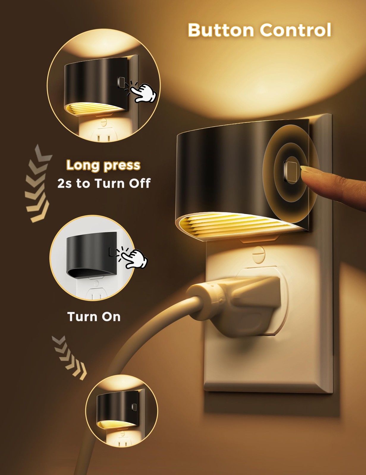 Night Lights Plug into Wall 2 Pack, Dusk to Dawn Sensor Nightlight, Brightnes...