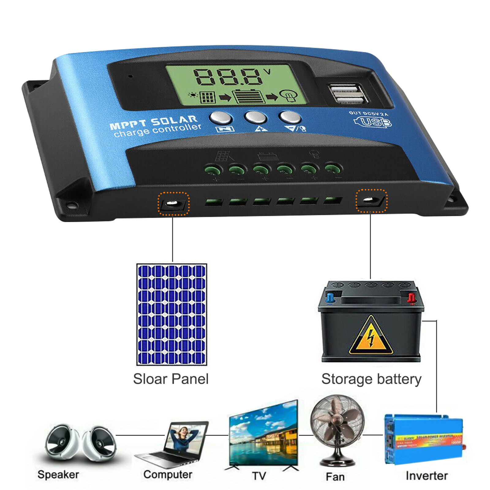 MPPT Solar Panel Regulator Charger Controller Auto Focus Tracking 100A 12V/24V
