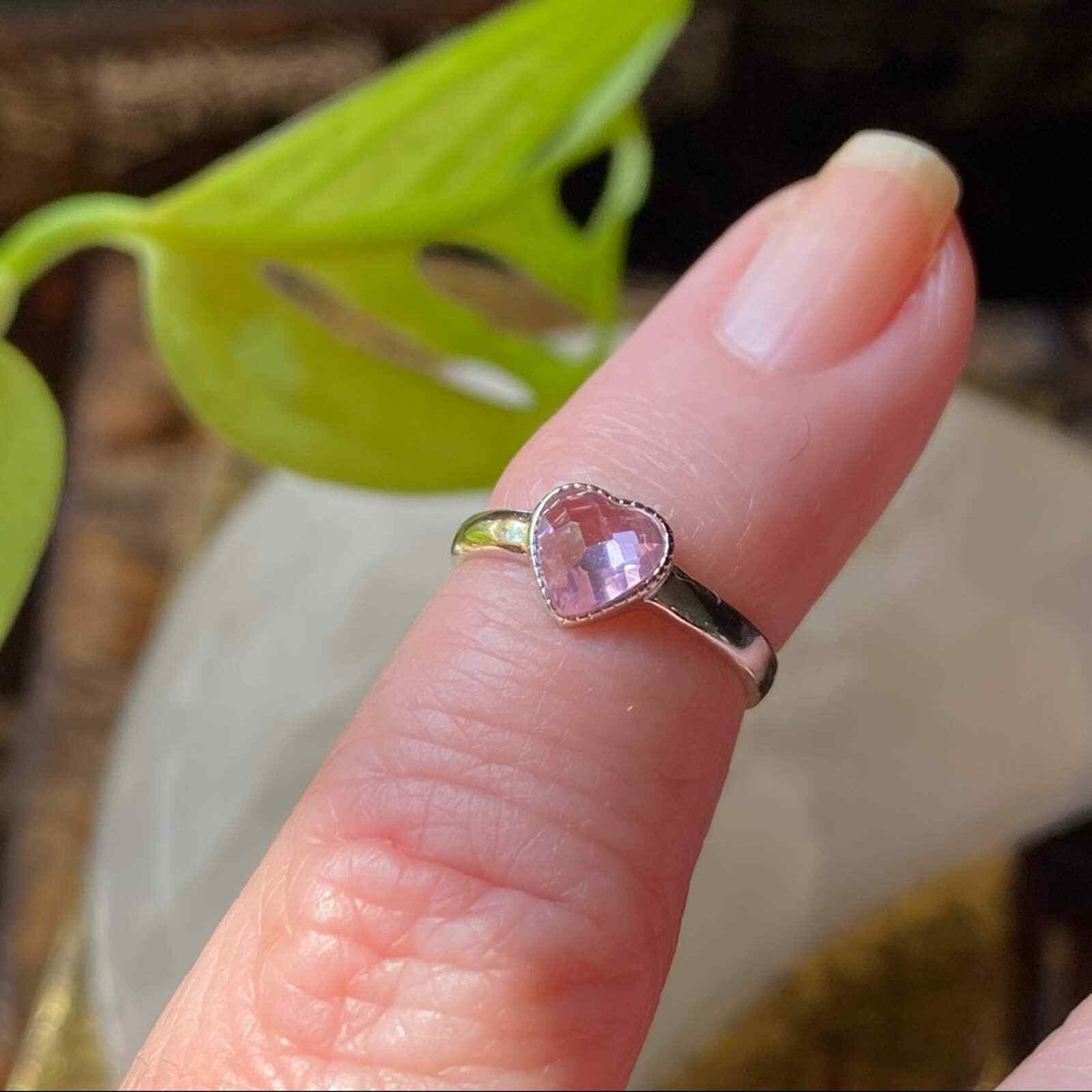 Pink Faceted CZ Heart Sterling Silver Toe Ring