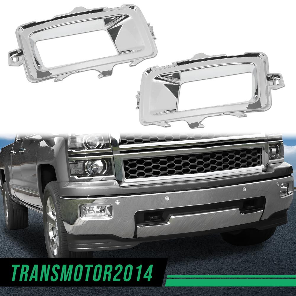 1Pair Fog Light Trims Set Chrome LH & RH Fit For 2014-2015 Chevy Silverado 1500