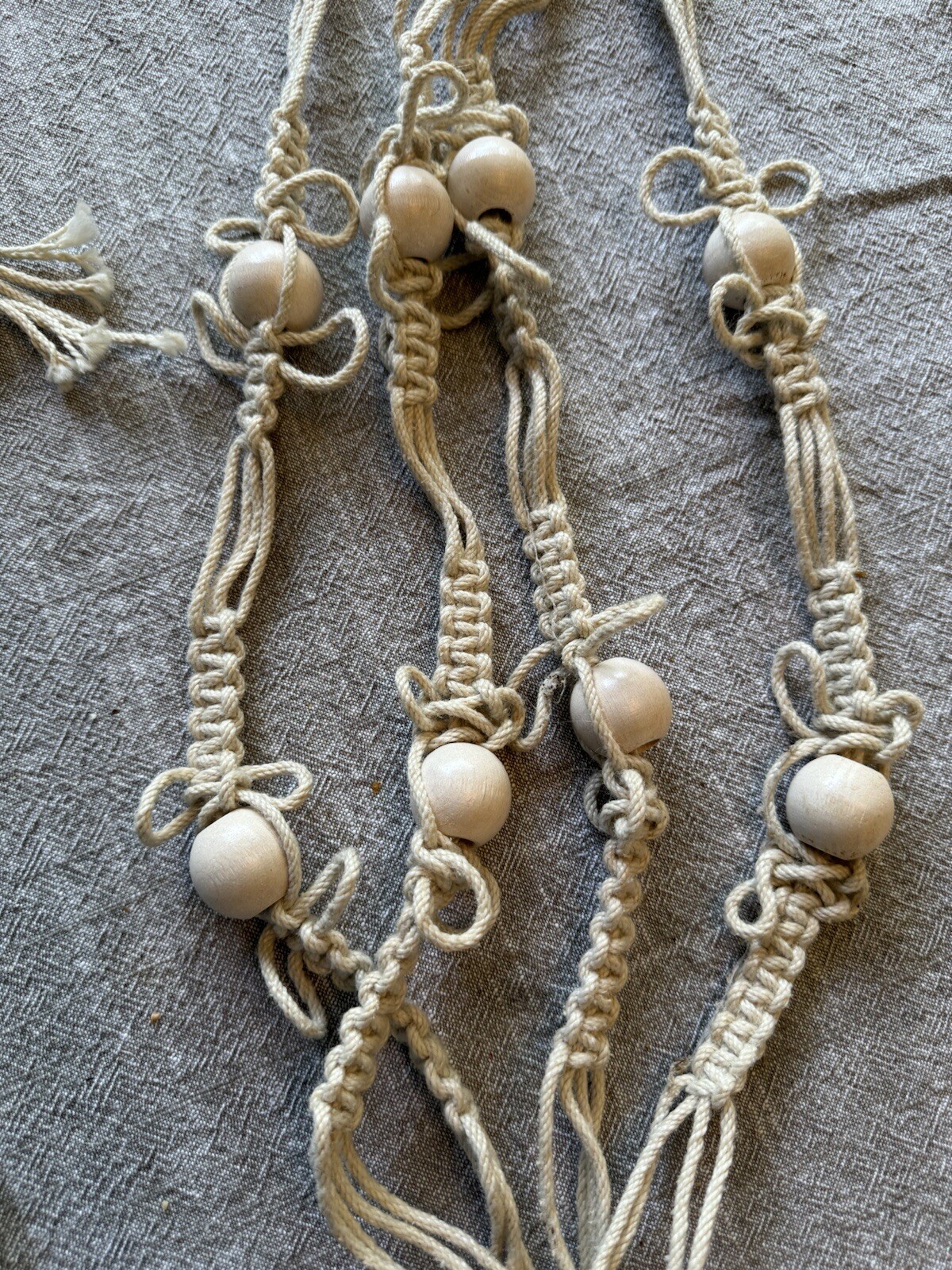 Vintage /BOHO Braided Beige Macrame Plant Holder 60”