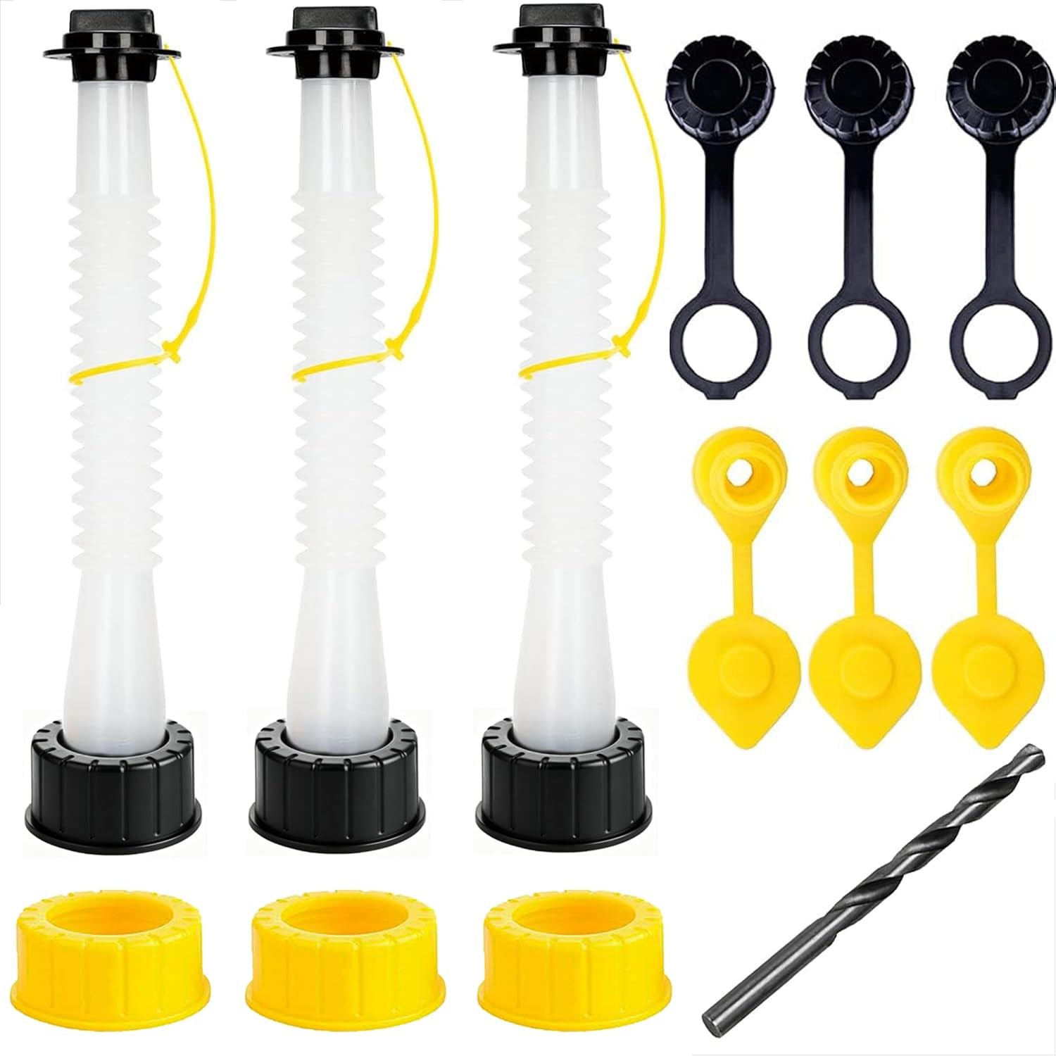 Replacement Gas Can Spouts Improved Design Gasket Flexible Pour Nozzle white