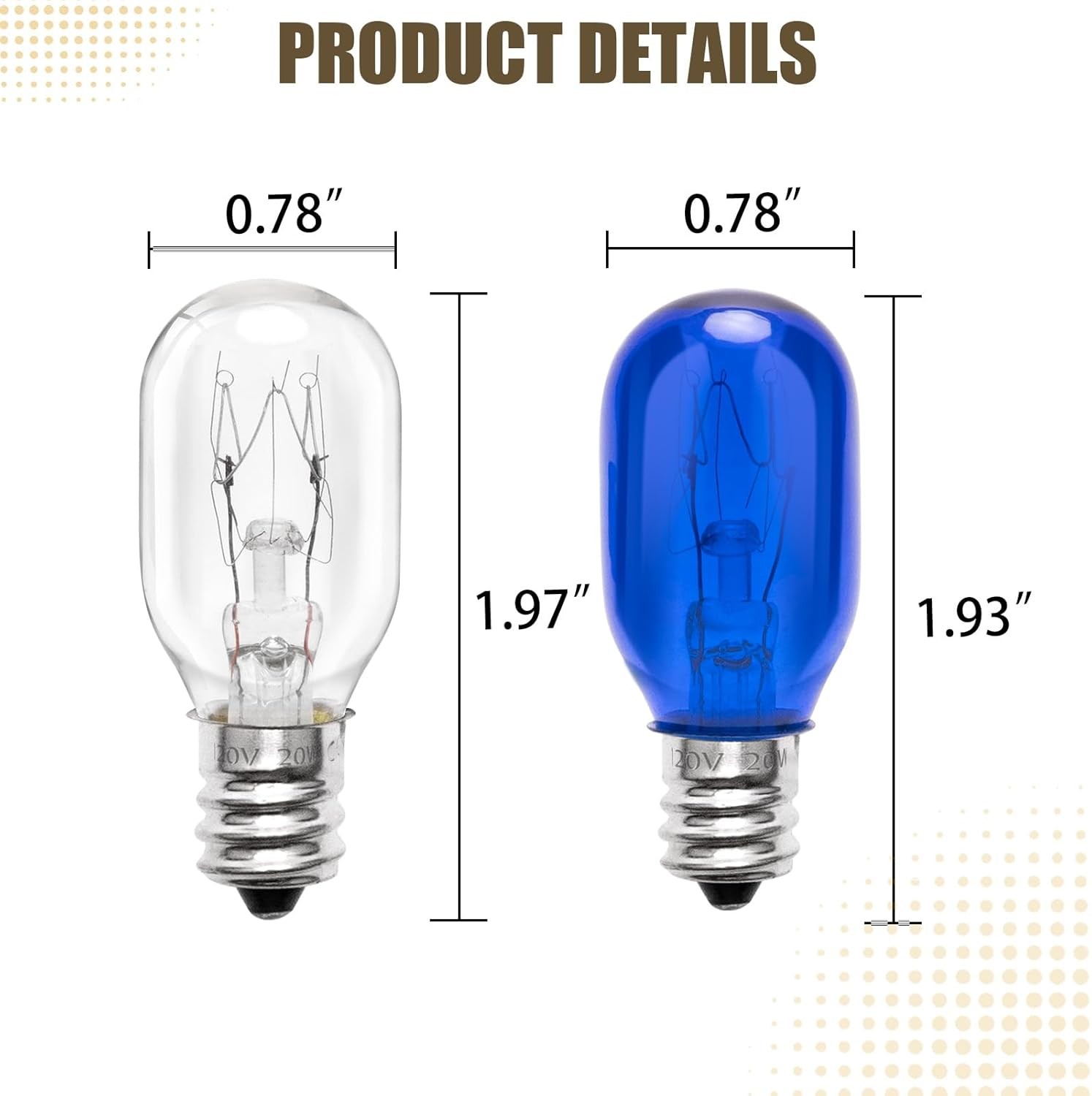 120V Lighting Makeup Mirror Bulb Replacement, E12 Candle Holder Base