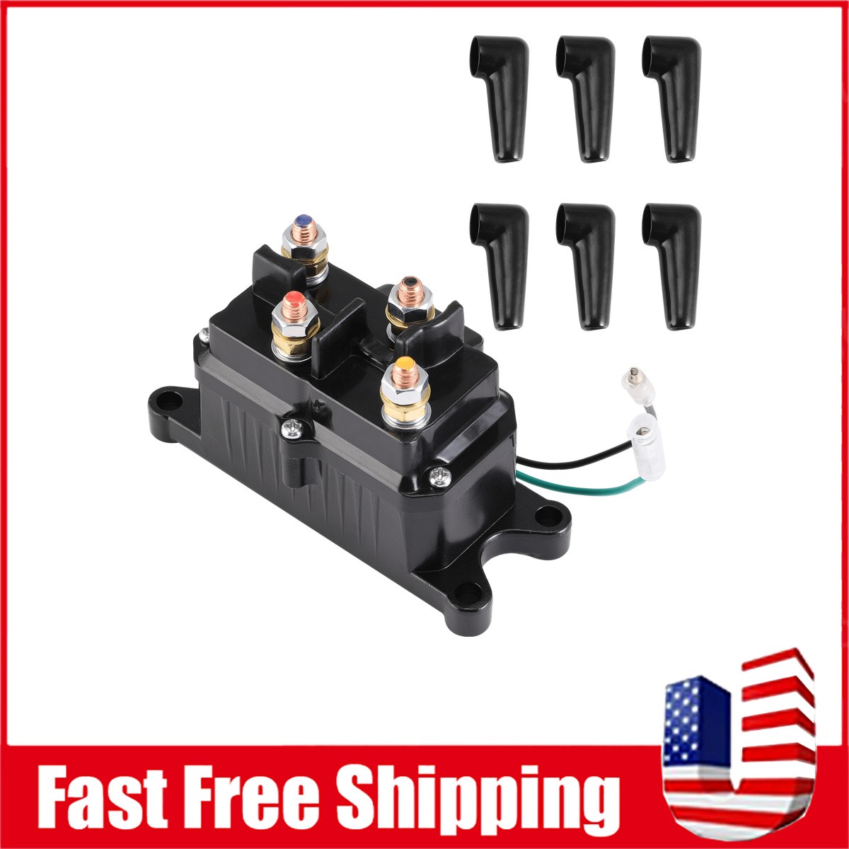Solenoid Contactor 12V 250A 6 Caps For 3000-5000lbs Winch ATV UTV Replacement