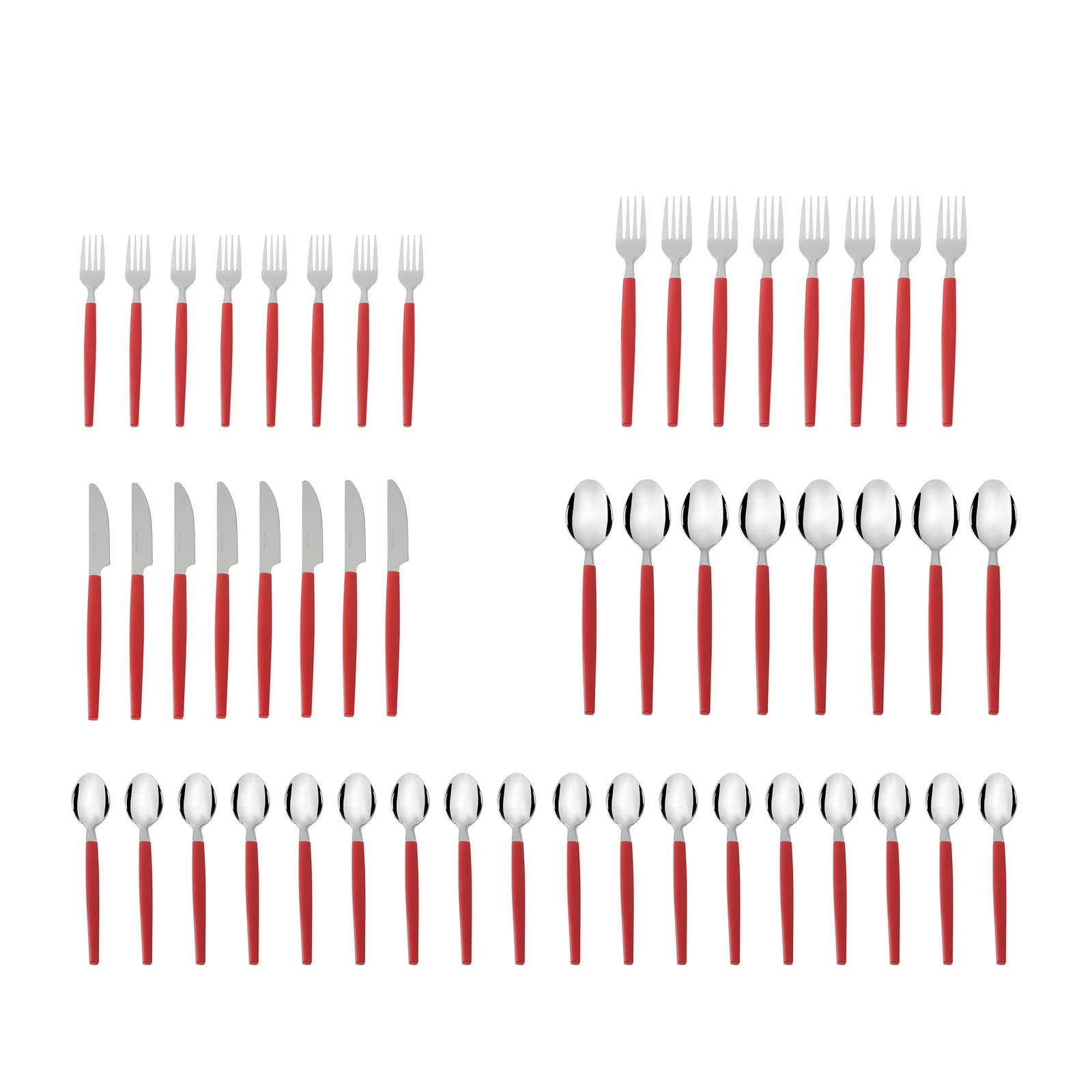 Mainstays 49pc Stainless Steel & Plastic Flatware Set Niccole Red w/ Tray