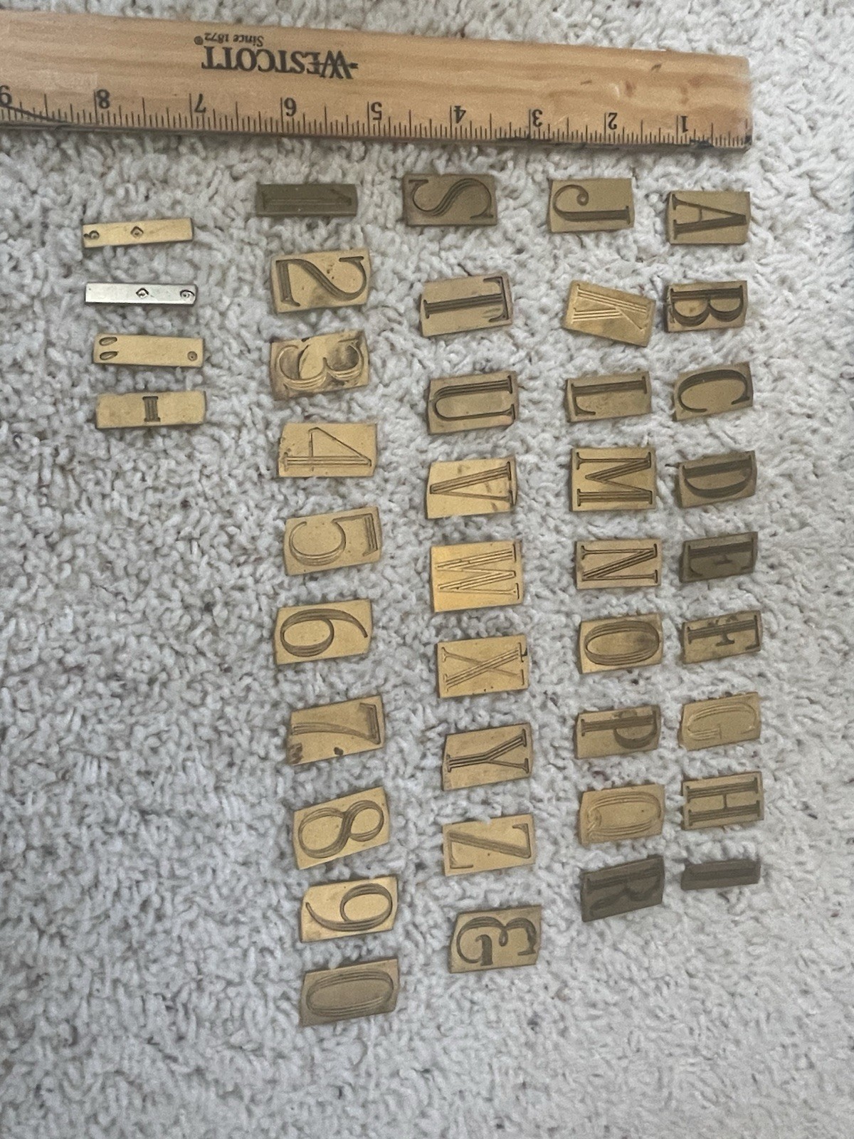 Rare Vintage , New Hermes 3 Line Roman Caps Engraving Font With Numbers 35-319
