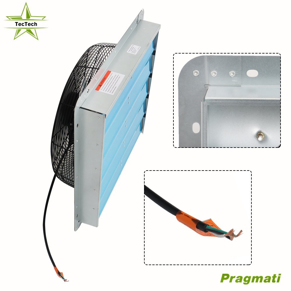 Exhaust Fan 20" Ventilation Extractor Wall-Mounted Square Blower Without Plug