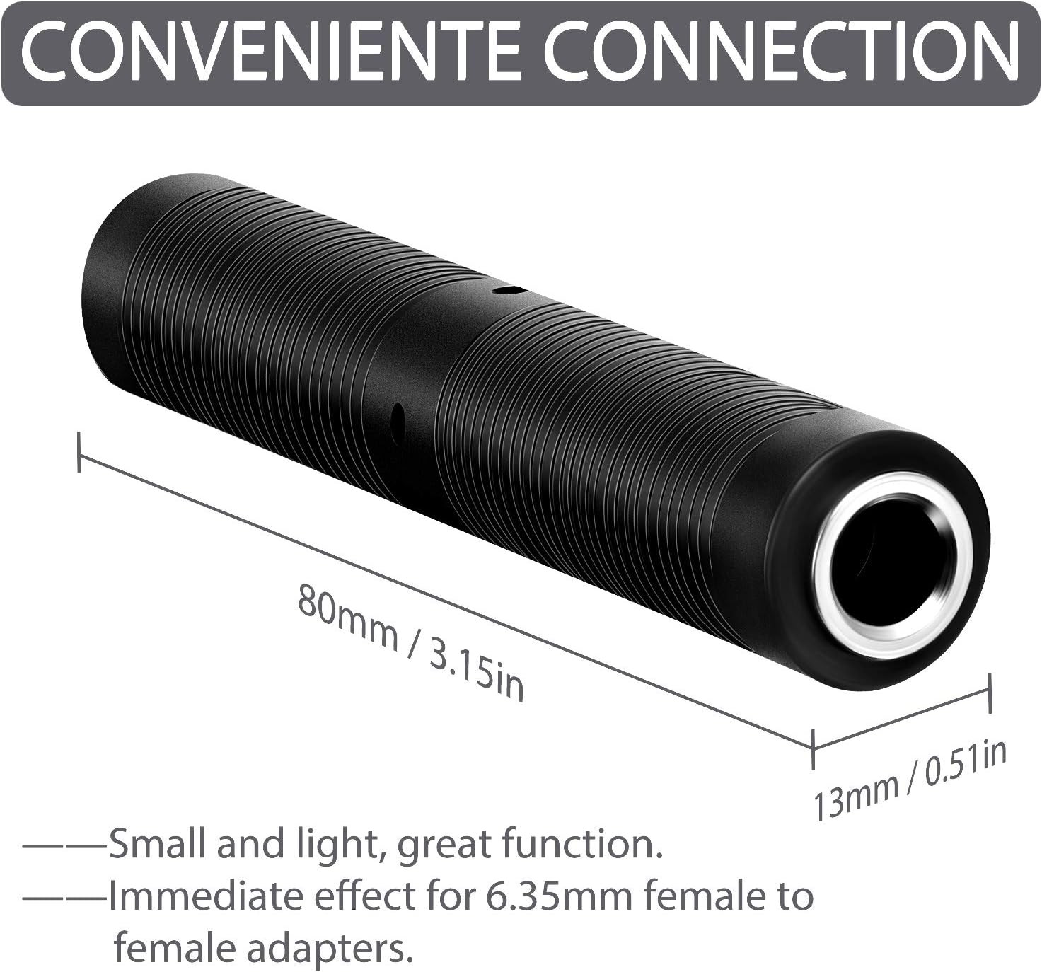 6 Pack 1/4 Inch Female to Female Coupler 6.35 Mm Trs/Ts Audio Connector, TRS Ste