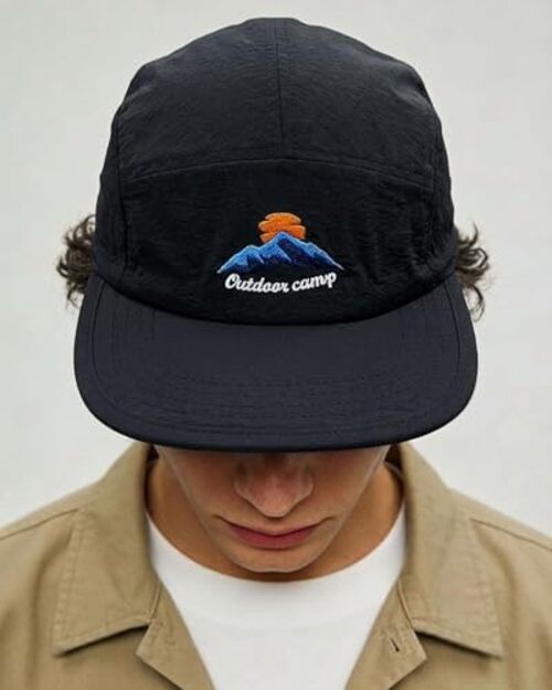 Quick Dry 5 Panel Hat, Moisture-Wicking Water-Resistant One Size Dfb3-black