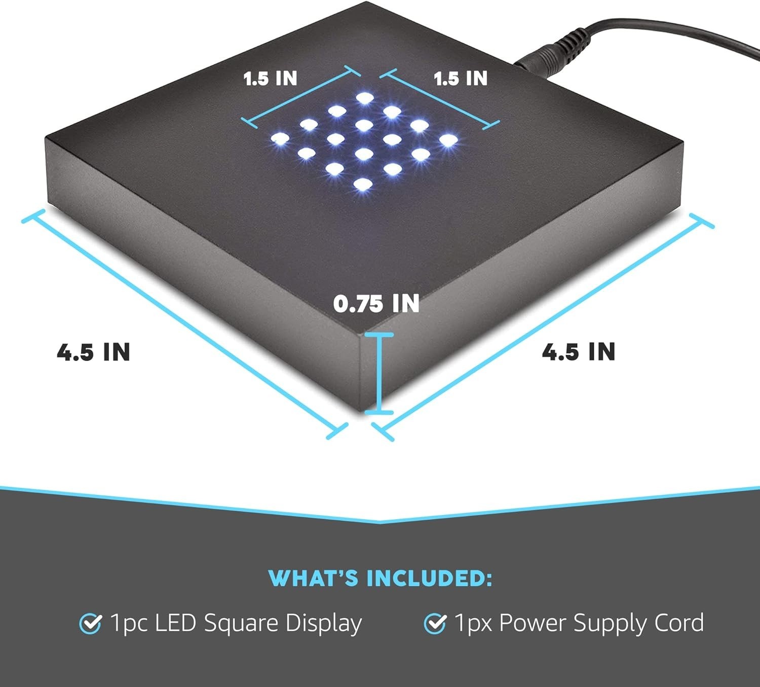 LED Lighted Display Base for Glass Art, Acrylic Centerpieces, Matte Black