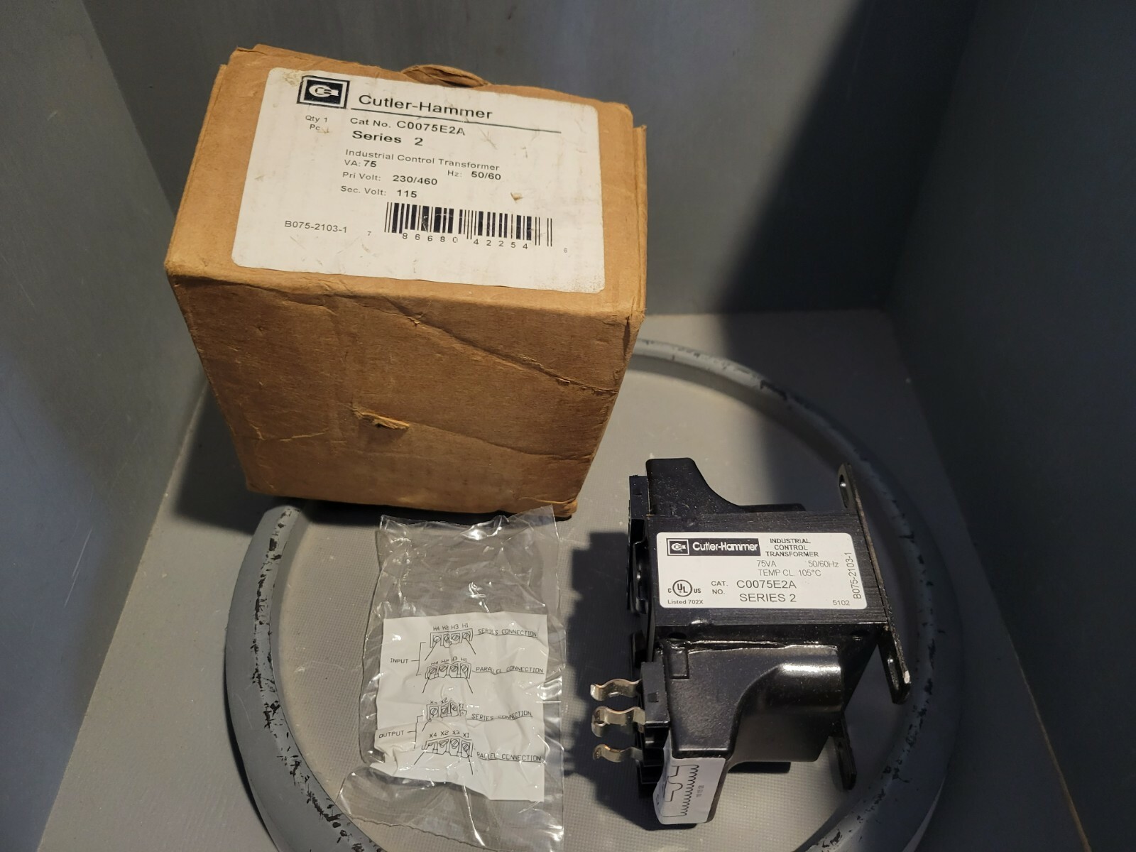 Cutler-Hammer Industrial Control Transformer, 115V, 75VA, Series 2, C0075E2A