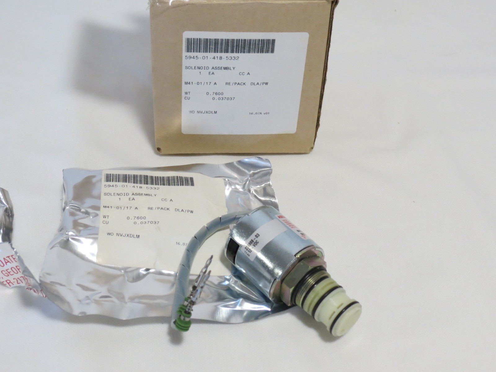 Asco Red Hat HV2561703 12/DC Solenoid Assembly 350 PSI 5945-01-418-5332