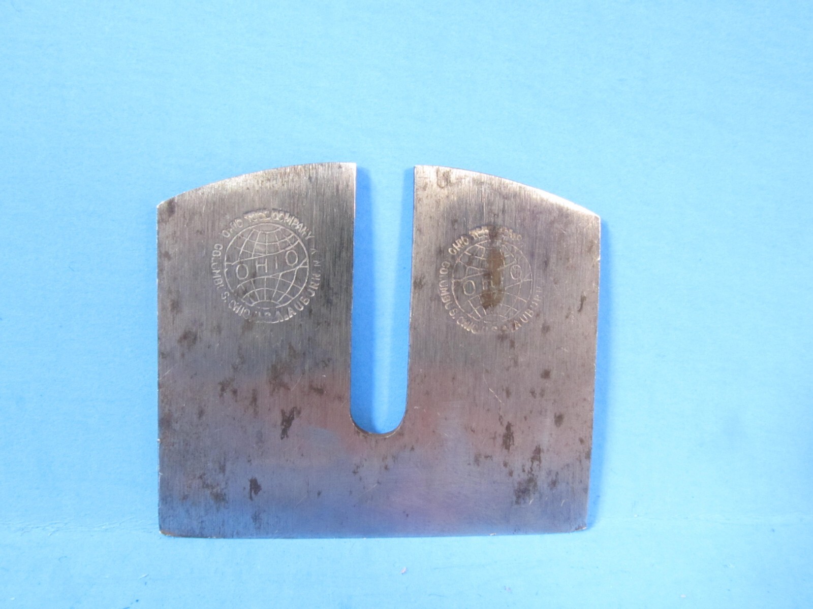 parts - 2-1/8" iron blade cutter for Ohio Tool wood spokeshave w/ globe logo