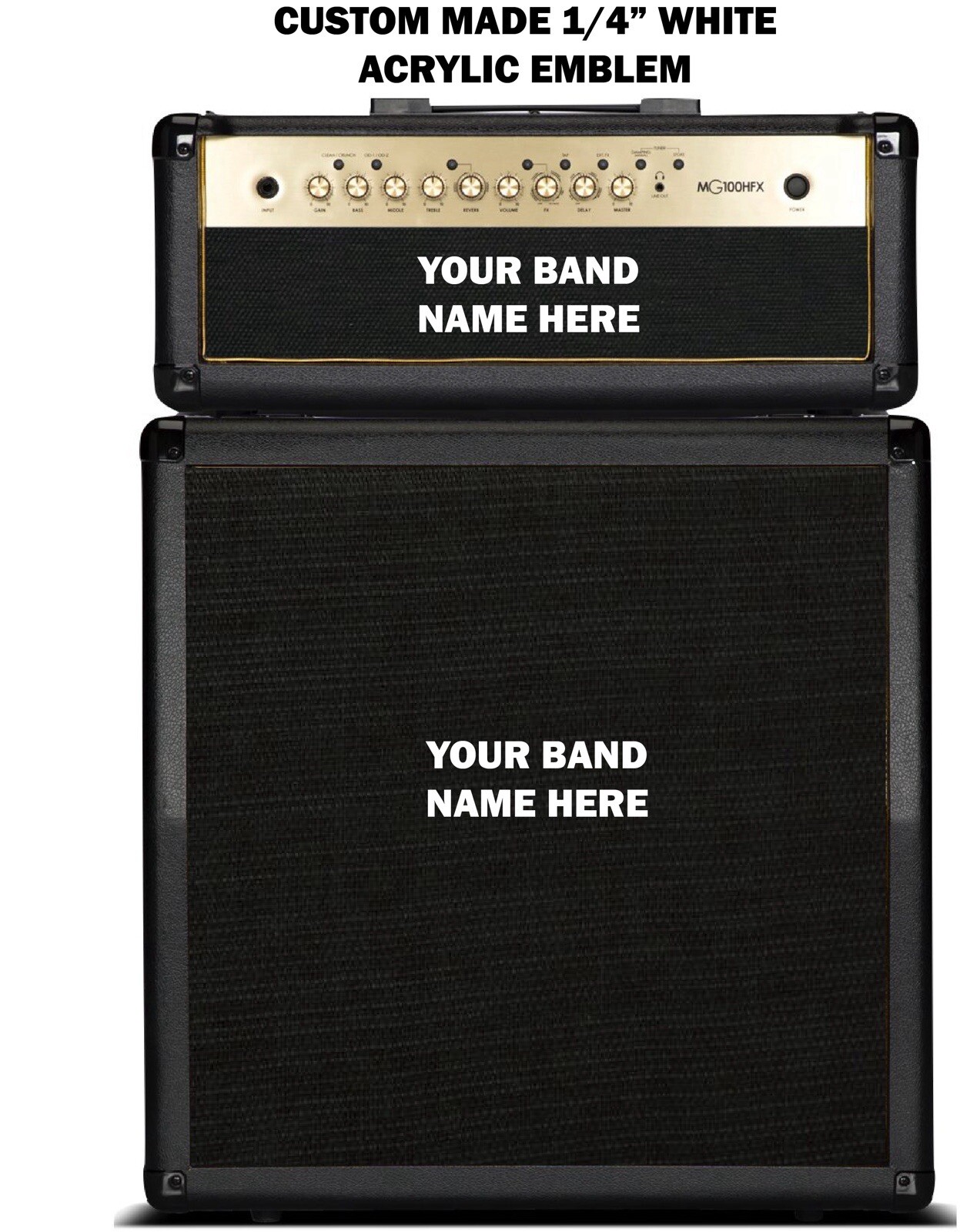 Marshall Replacement Custom Designed Emblem With Your Band Name   1/4” Thick