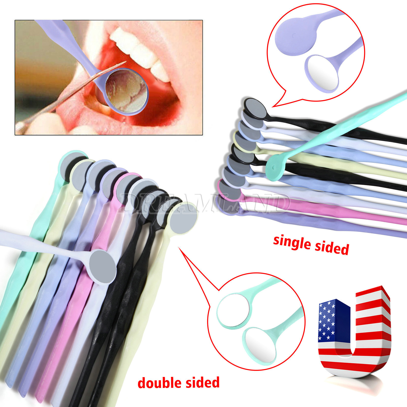 Anti-fog Oral Double Sides Oral Mirrors Dental Mouth Mirror Reflector w Handle