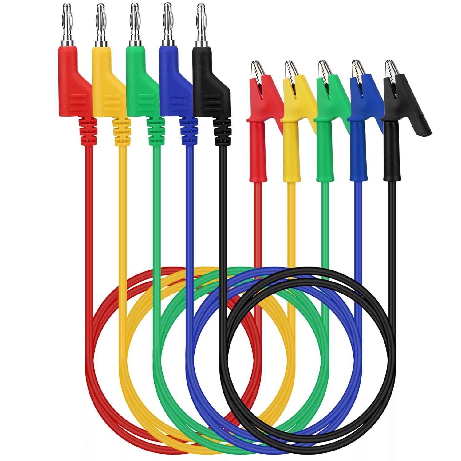 SWANLAKE 5-Piece Banana Plug to Alligator Clip Test 5PCS Banana-to-Alligator