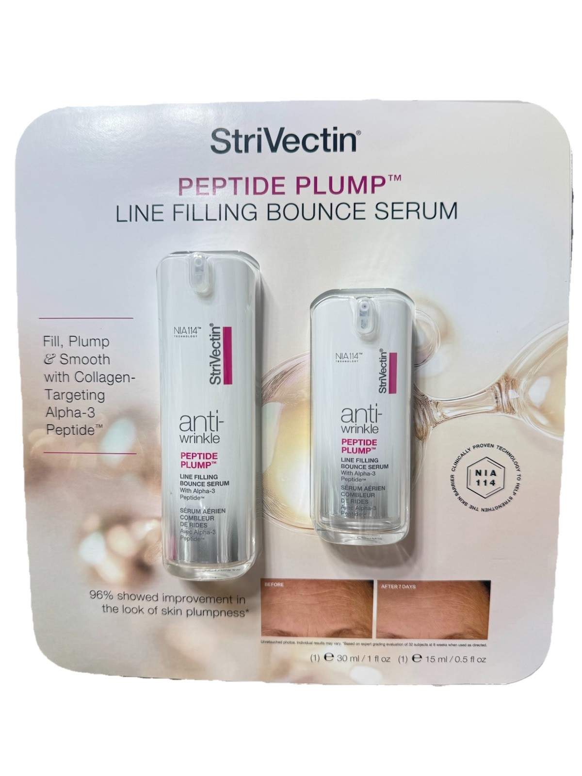 NEW Strivectin Peptide Plump Line Filling Bounce Serum Facial Serum 1 Oz + O.5oz