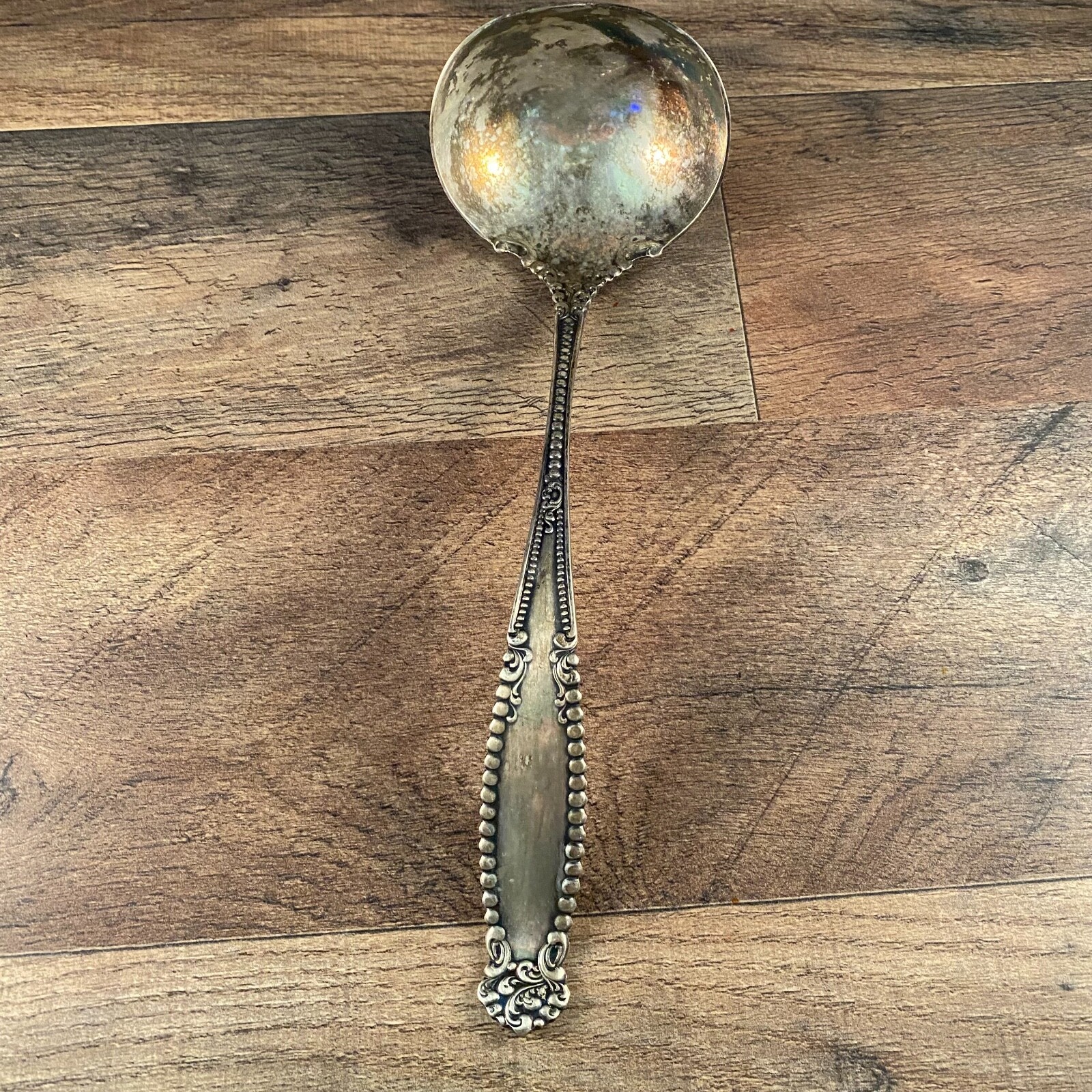 HOLMES & TUTTLE ANTIQUE c1896 ST PAUL PATTERN SILVERPLATED SOUP  LADLE