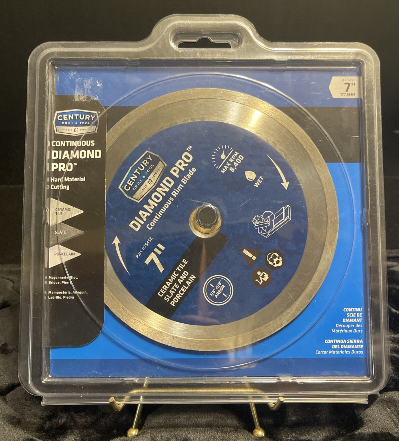 Century Drill & Tool 75458 Diamond Continuous Rim Blade, 7"