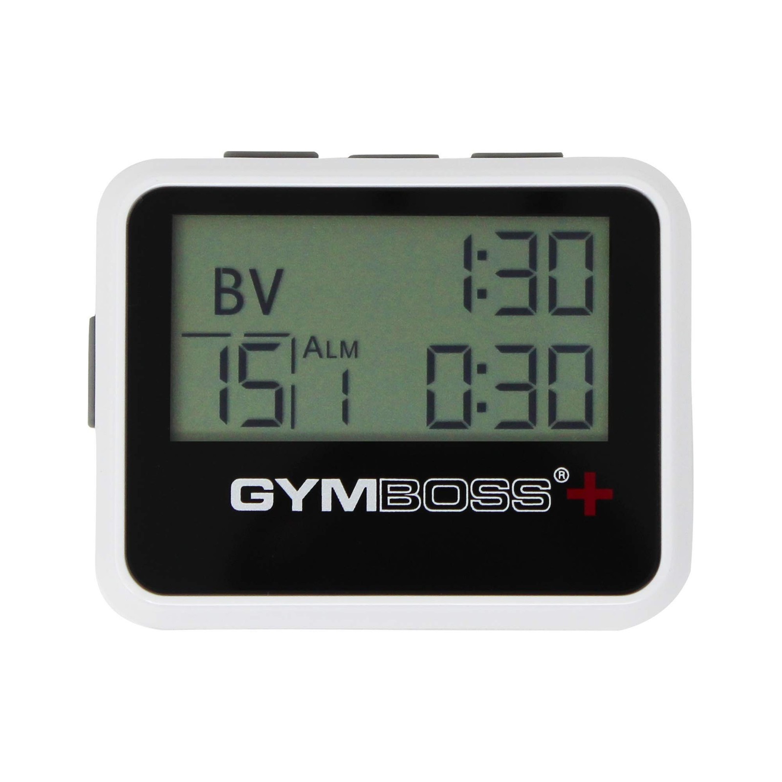 Gymboss Plus Interval Timer and Stopwatch - White/Black Hardcoat White / Gray