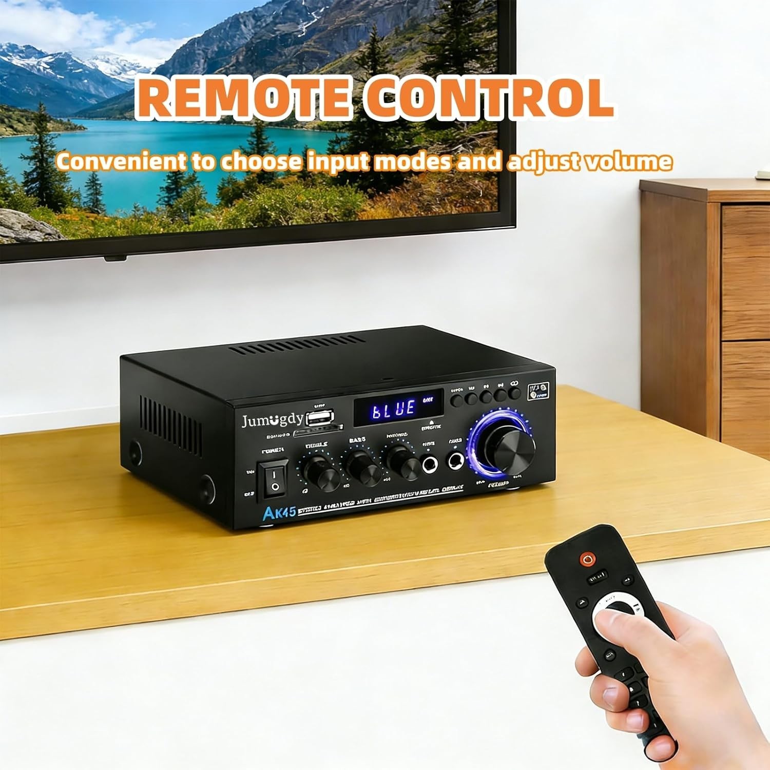Compact 800W Stereo Receiver & Amplifier with Bluetooth, FM Radio & USB Inputs