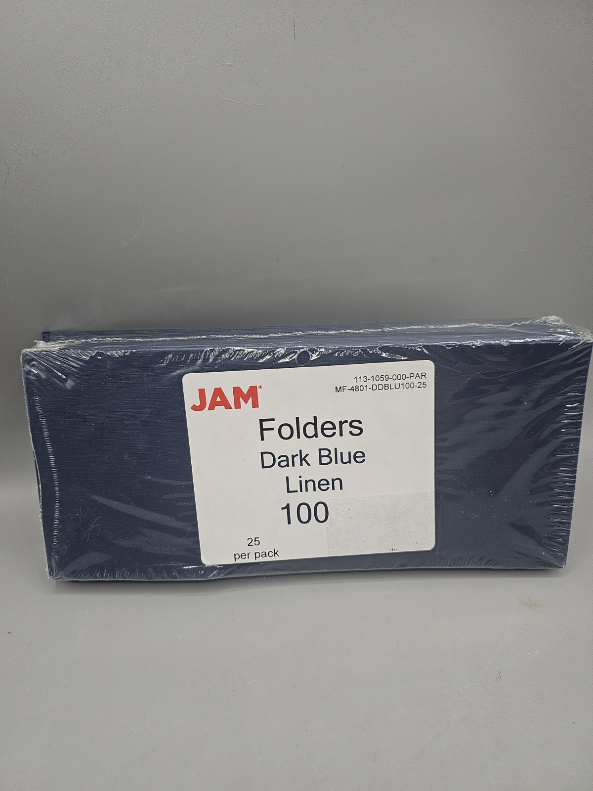 JAM Paper Dark Blue Linen 9" x  4" Legal Folders 100lb 25/Pack New
