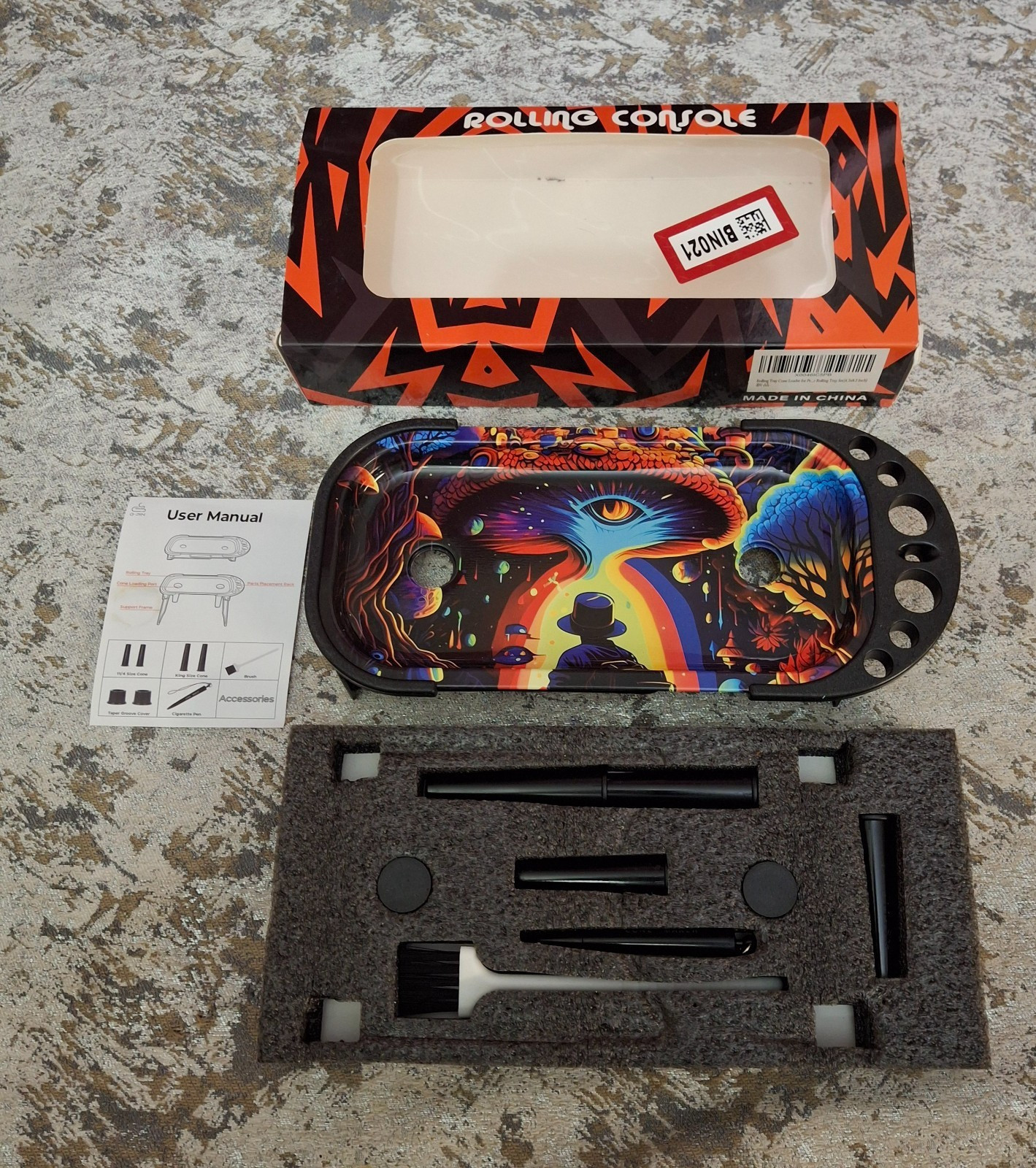 G-Pin Rolling Console Cone Loader Rolling Tray Set 4" x 9" Trippy Design GPIN