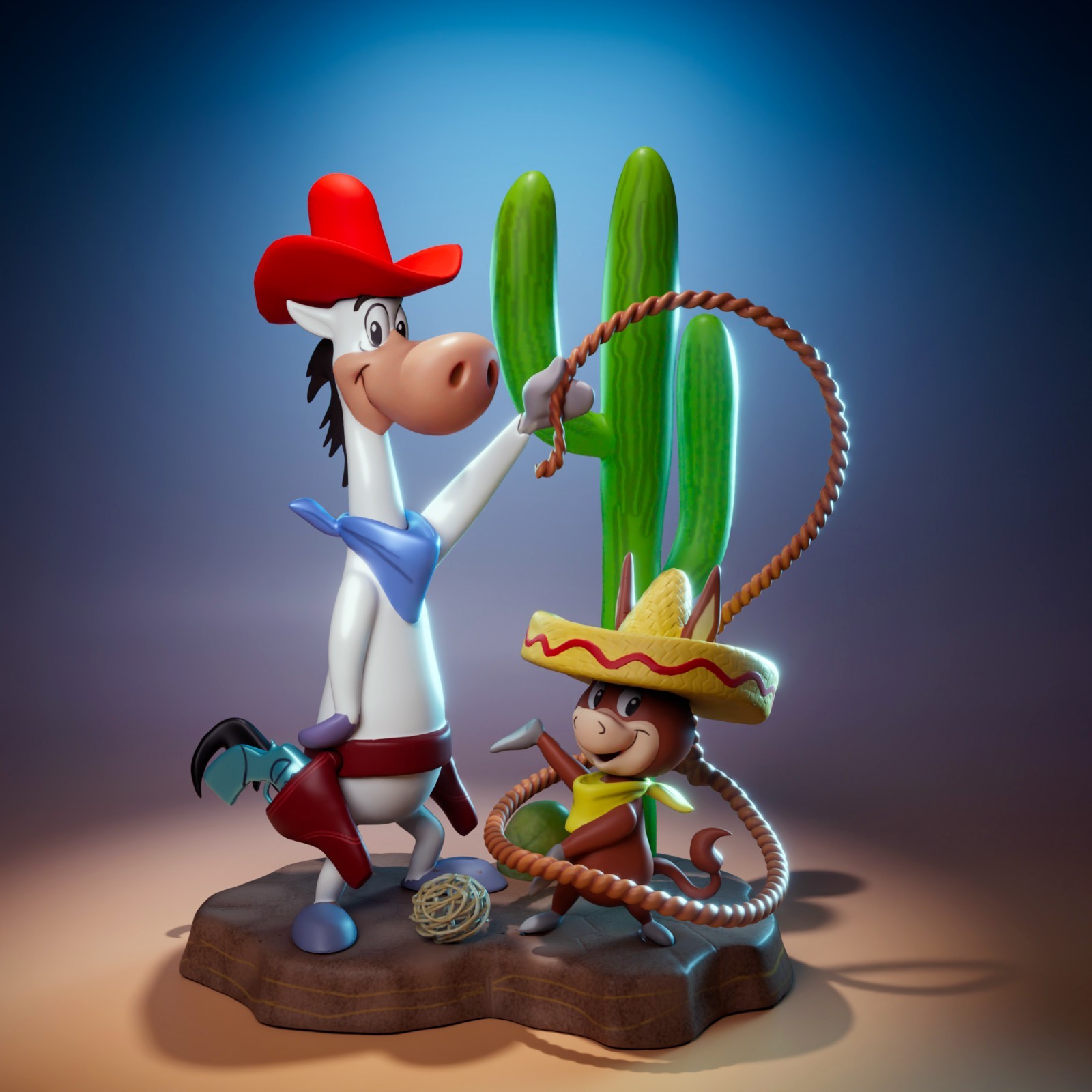 UNPAINTED Quick Draw McGraw Baba Looey 3D Printed Model Kit UW