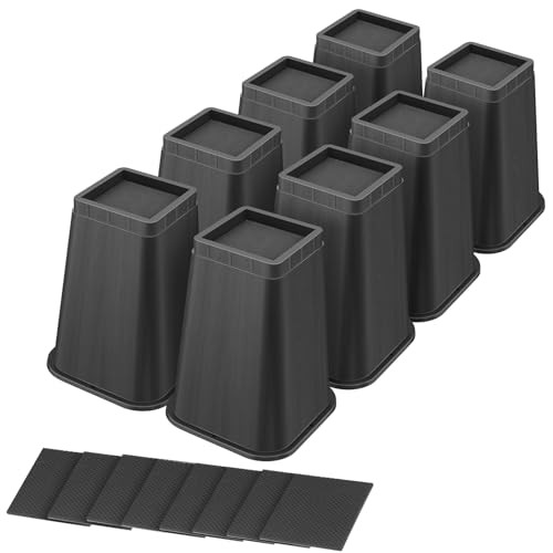 Bed Risers 8 Inch Heavy Duty, Furniture Risers Lifts 12" 8 INCH Black 8 Pack