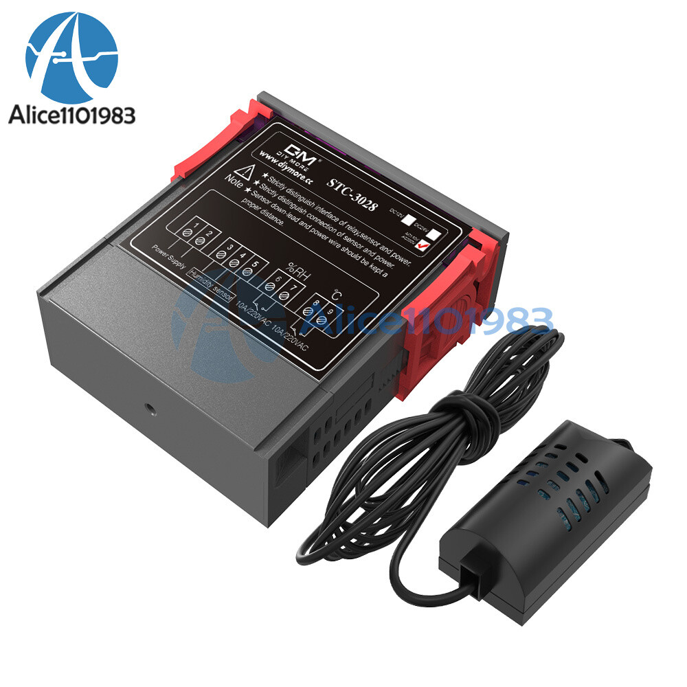 STC-3028 AC110-220V Digital Dual LCD Temperature Humidity Controller Thermostat