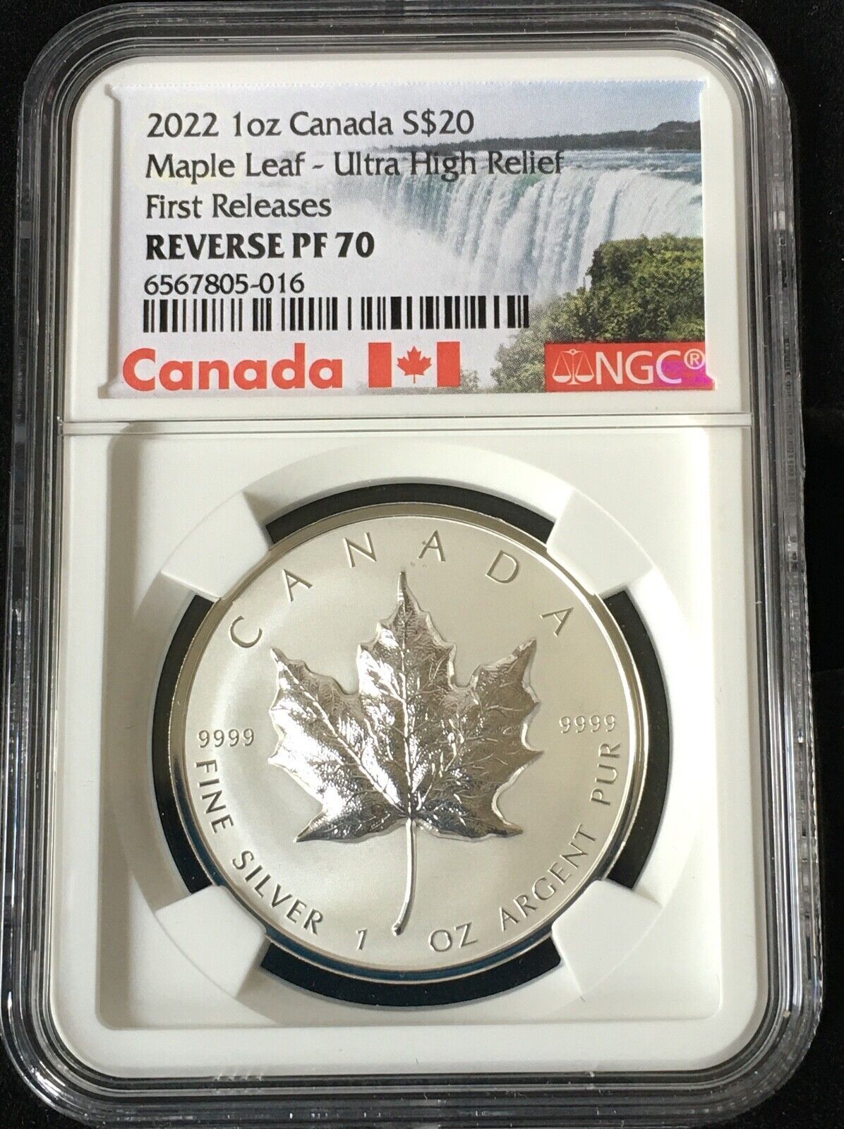 2022 Canada NGC REVERSE PF 70 Silver Maple Leaf Ultra High Relief Black Core 1st