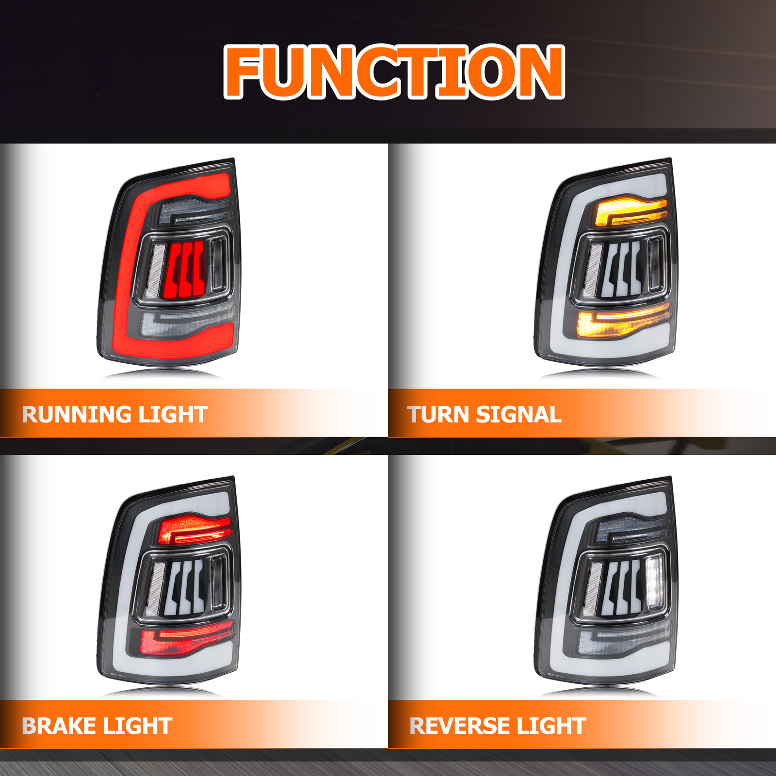 LED Tail Lights for Dodge Ram 2009-2012 4th GEN Sequential Clear Rear Lamps