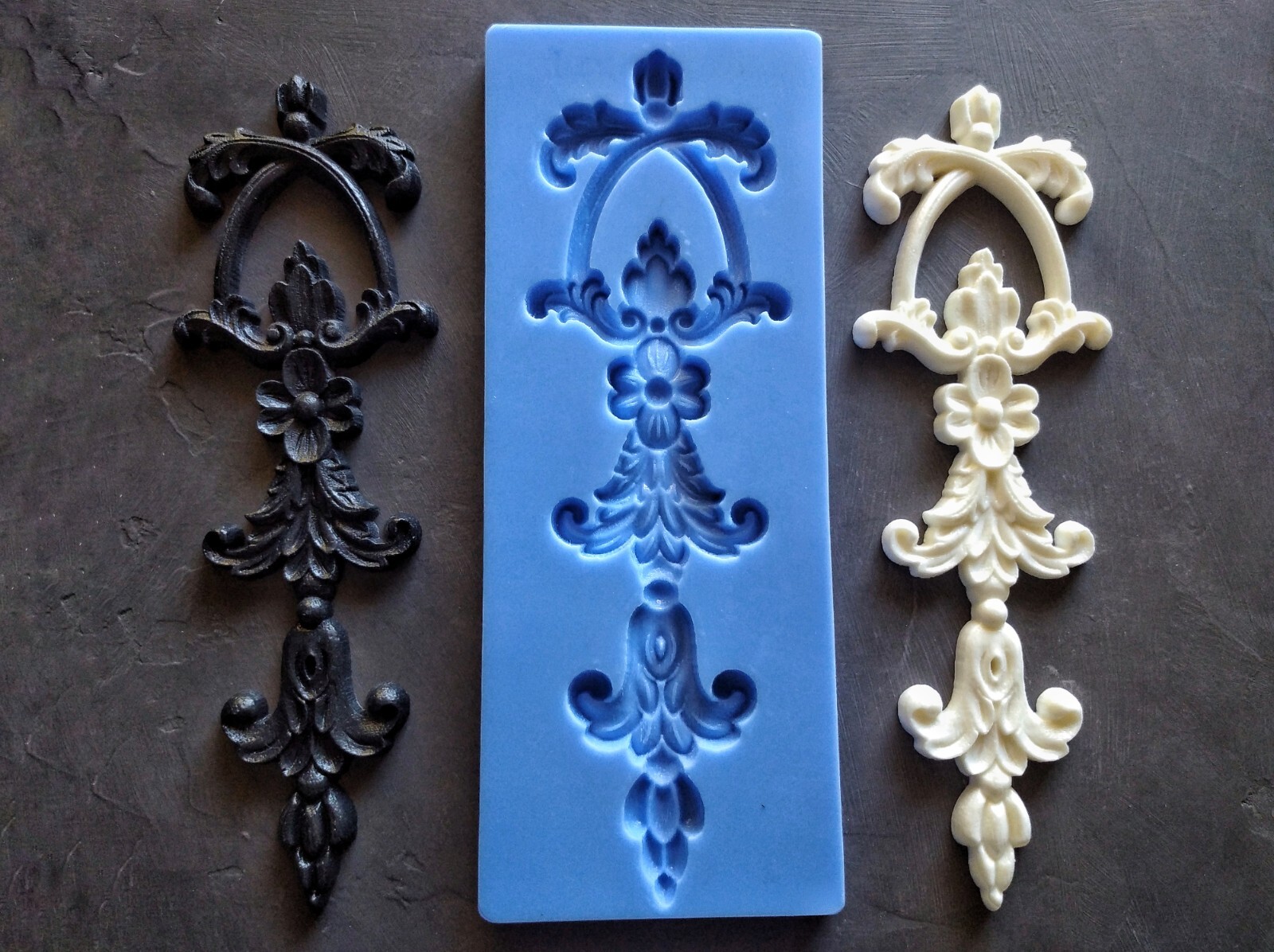 Silicone mold for vertical furniture ornament 27cm high | Wall pediment overlays