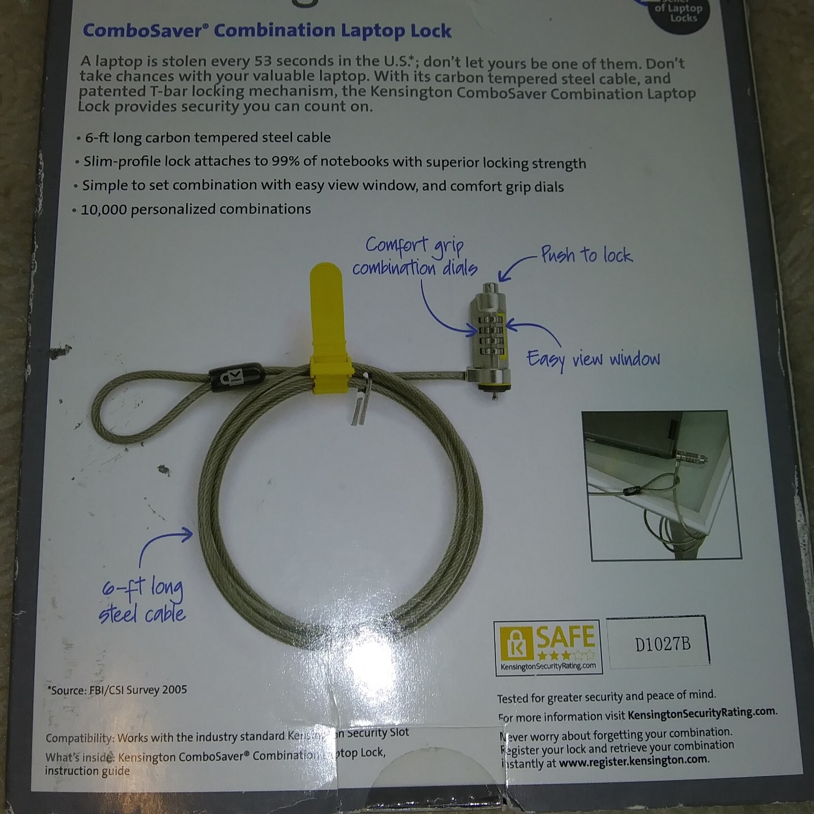 Kensington ComboSaver Combination Notebook Lock K64561US