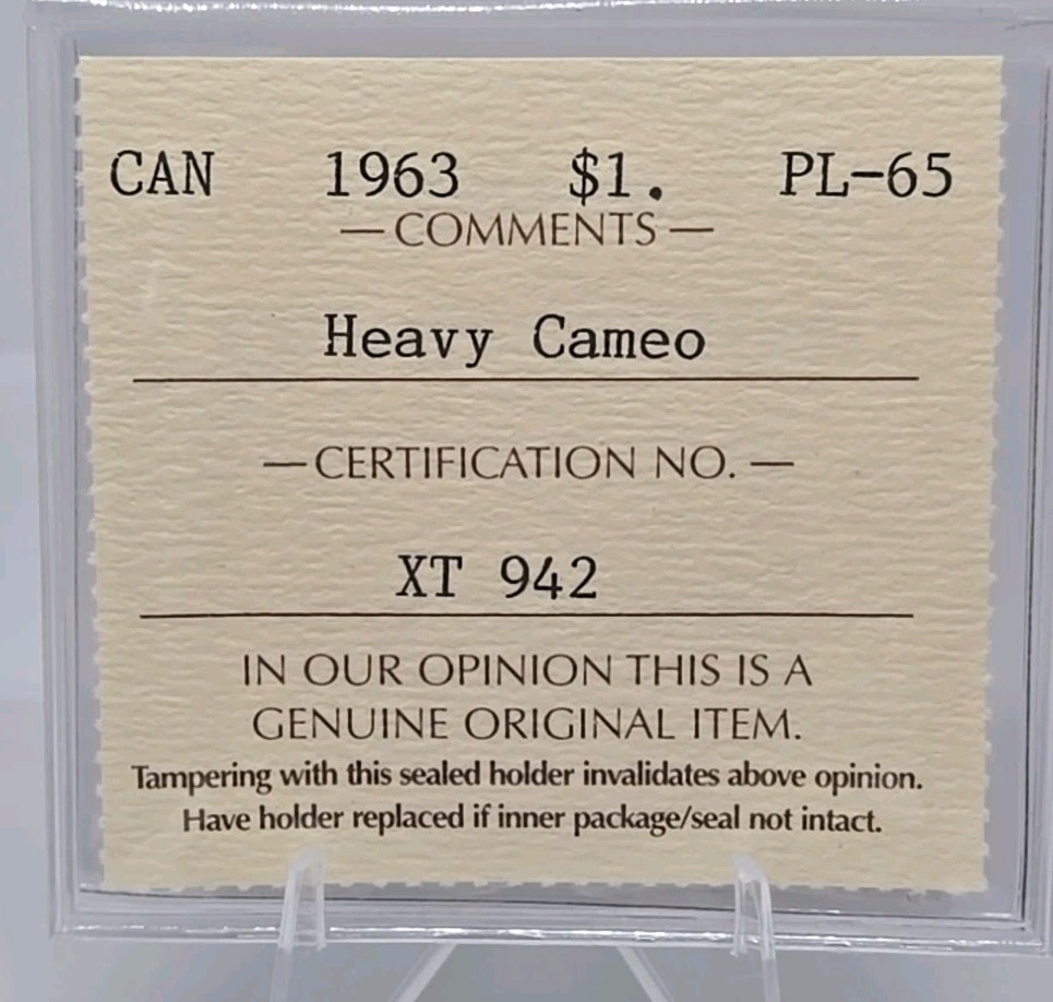 1963 CANADA SILVER $1 COIN ICCS PL 65 HEAVY CAMEO