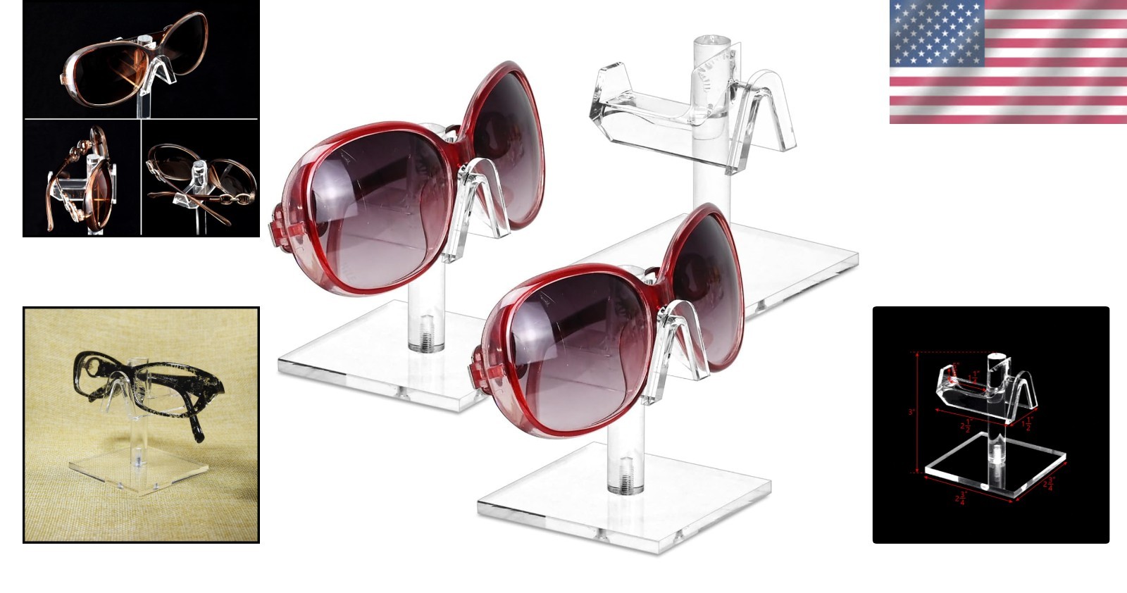 3-Piece Acrylic Eyewear Display Stand Set