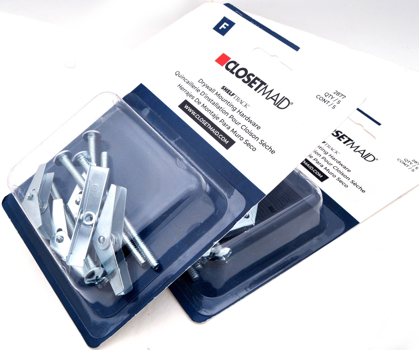 2X CLOSETMAID Drywall Mounting Hardware 2877 Metal 5/PACK